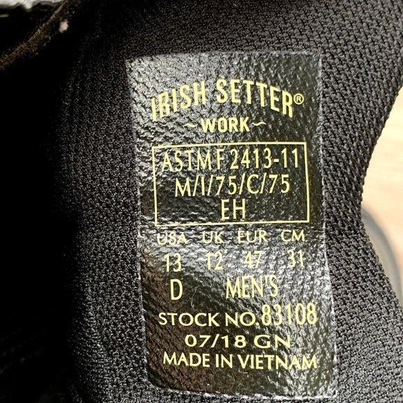 Red Wing Irish Setter Men's Rockford Work Shoe Steel Toe Waterproof Gray Sz 13 D - Picture 10 of 10